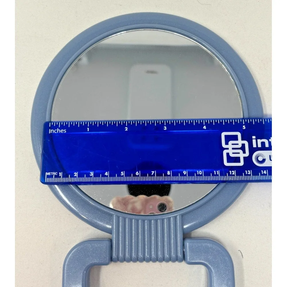 Vintage Scünci Blue Handheld Mirror‎ Plastic Travel Vanity Mirror